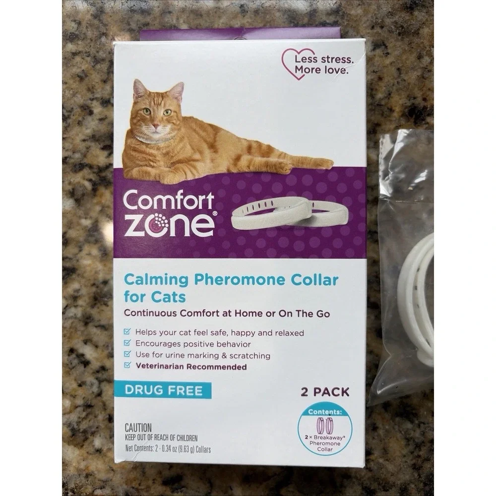 Comfort Zone Calming Breakaway Pheromone Collar for Cats 1 Count Drug Free NEW